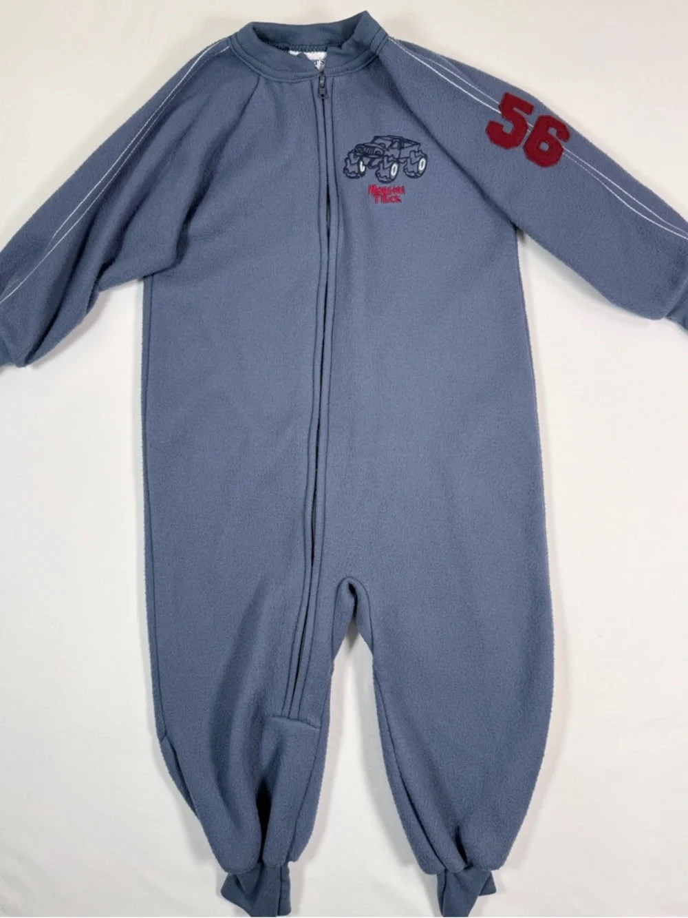VINTAGE CARTER’S 2000s Monster Truck Fleece One Piece Zip Up 3T Pajamas Cozy Y2K